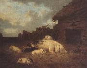 George Morland A Sow and Her Piglets in a Farmyard china oil painting artist
